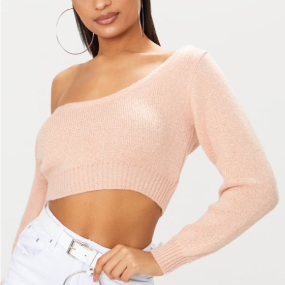 PrettyLittleThing Sweaters - PLT | off shoulder cropped knit sweater